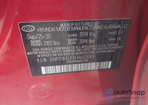 2020 Hyundai Elantra Value Edition из США, поврежденный, VIN 5NPD84LF2LH633043